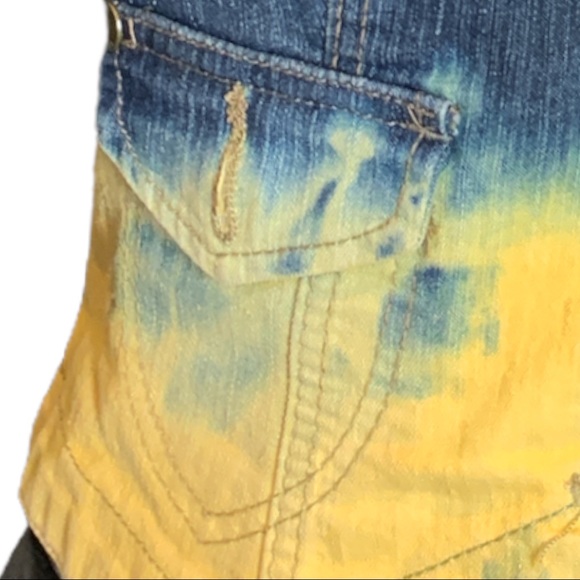 ILLEGAL DYED Yellow and Blue Jean Vest    Size M - Picture 9 of 16